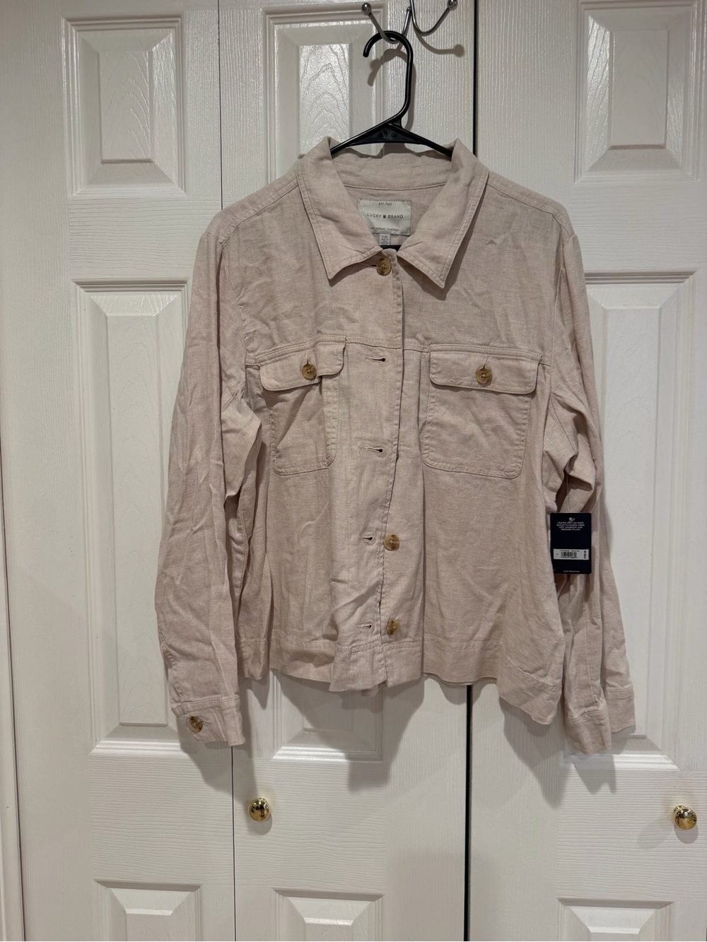Lucky Brand Blush Pink Button-Front Jean Jacket